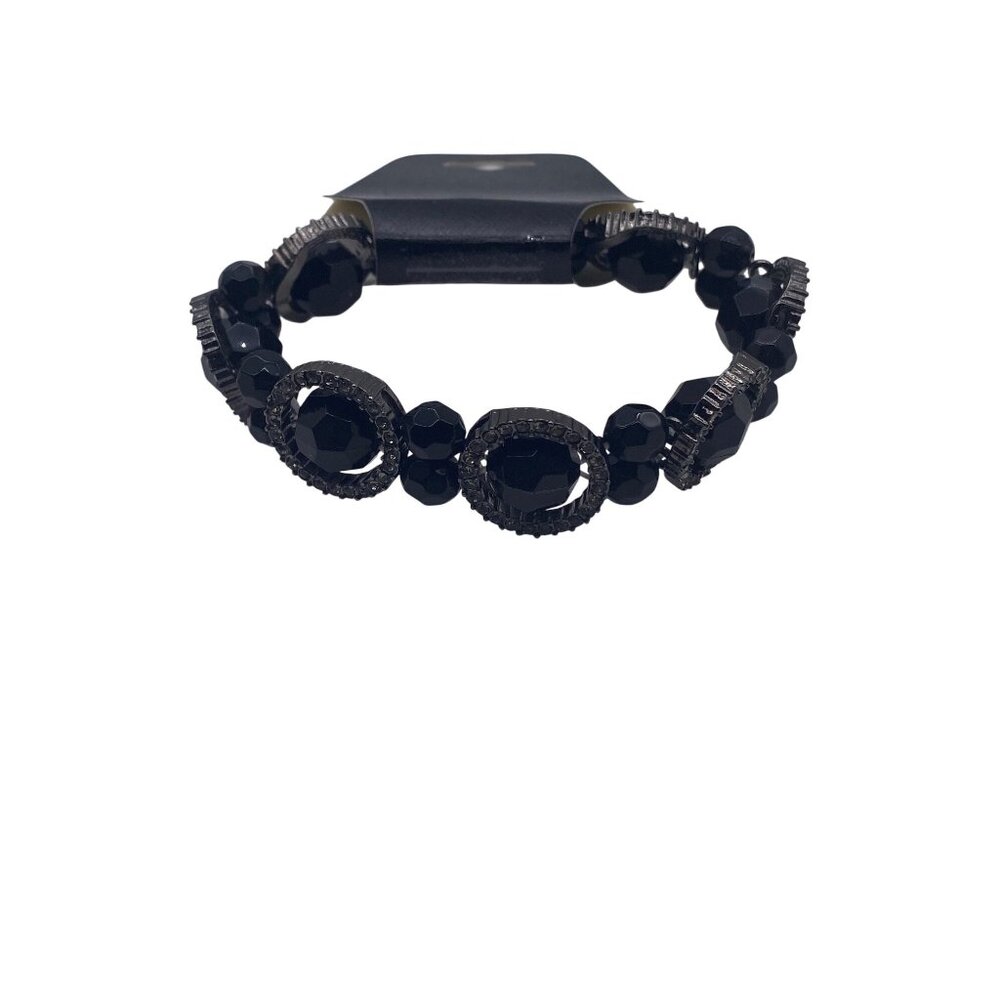 Black Faceted Bead Bracelet Women Rhinestone Stretch Fashion‎ Jewelry